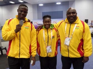 From left to right- Christian Amoah, Juliana Arkoh and Team coach Albert Abotsi
