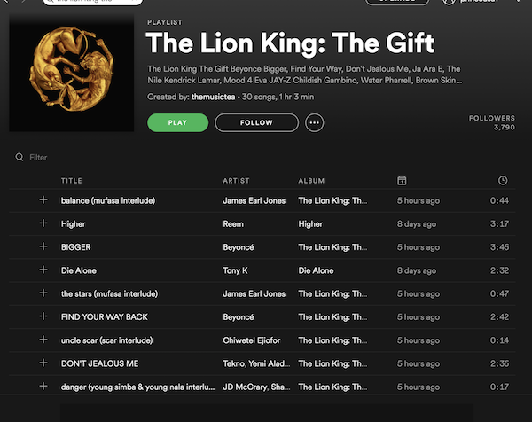 beyoncé lion king album
